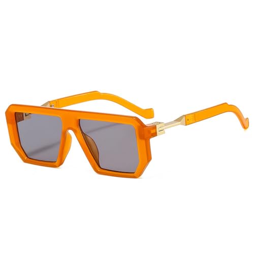 Quadratische Sonnenbrille für Damen, modisch, Jelly-Farbe, Brillen, UV400, trendige Sonnenbrille für Herren, Orange Hellgrau Quadratische Sonnenbrille für Damen, modisch, Jelly-Farbe, Brillen, UV400, trendige Sonnenbrille für Herren, Orange Hellgrau von DENUVI