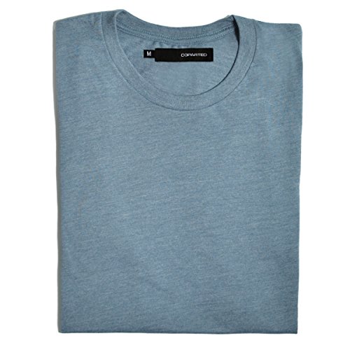 DEPARTED Herren T-Shirt Blank Größe L, Ocean Denim Blue Melange von DEPARTED