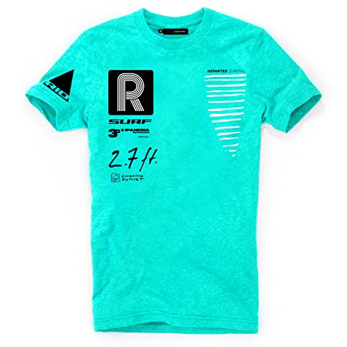 DEPARTED Herren T-Shirt mit Print/Motiv 4337 - New fit Größe L, Pacific Green Melange von DEPARTED