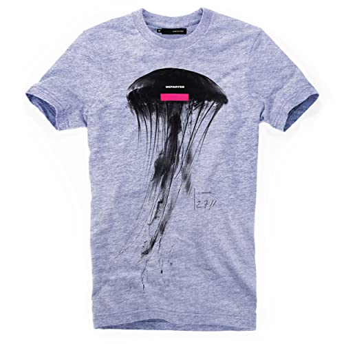 DEPARTED Herren T-Shirt mit Print/Motiv 4438 - New fit Größe S, Bracing Blue Melange von DEPARTED