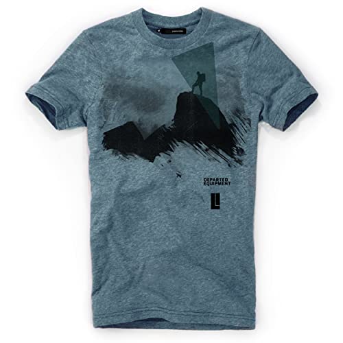DEPARTED Herren T-Shirt mit Print/Motiv 4476 - New fit Größe L, Ocean Denim Blue Triblend von DEPARTED