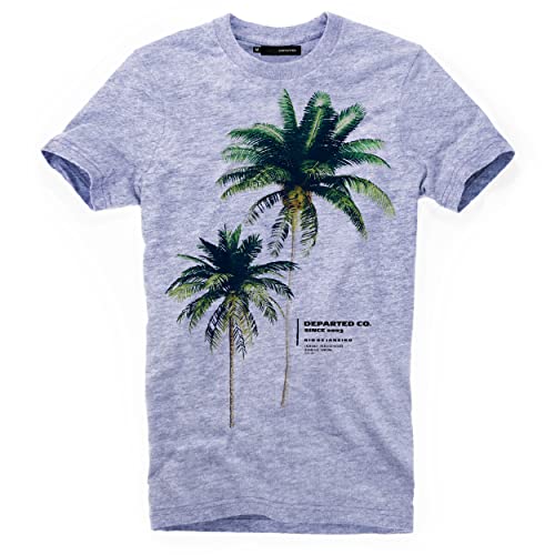 DEPARTED Herren T-Shirt mit Print/Motiv 4569 - New fit Größe M, Bracing Blue Melange von DEPARTED
