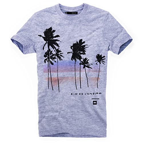 DEPARTED Herren T-Shirt mit Print/Motiv 4590 - New fit Größe M, Bracing Blue Melange von DEPARTED