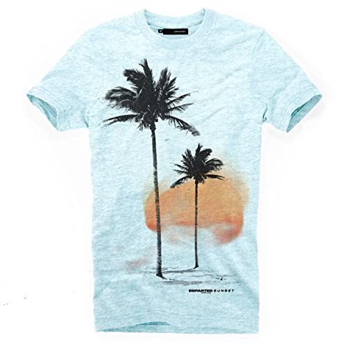 DEPARTED Herren T-Shirt mit Print/Motiv 4617 - New fit Größe L, Iced Blue von DEPARTED