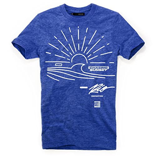 DEPARTED Herren T-Shirt mit Print/Motiv 4898 - New fit Größe L, Deep Ocean Blue von DEPARTED