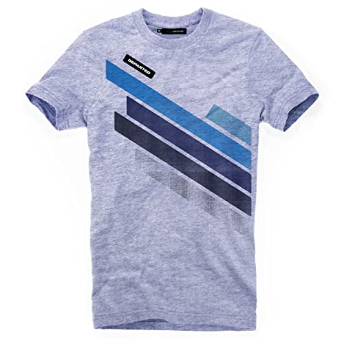 DEPARTED Herren T-Shirt mit Print/Motiv 5264 - New fit Größe L, Bracing Blue Melange von DEPARTED