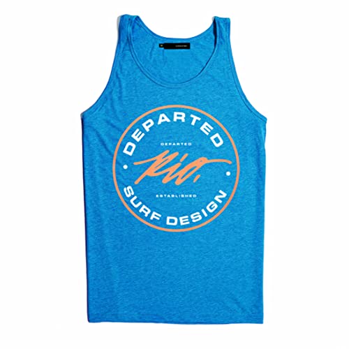 DEPARTED Herren Tank-Top mit Print/Motiv 9058 - New fit Größe S, Neon Blue von DEPARTED