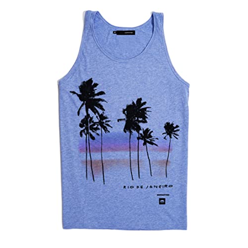 DEPARTED Herren Tank-Top mit Print/Motiv 9192 - New fit Größe L, Bliss Blue Triblend von DEPARTED