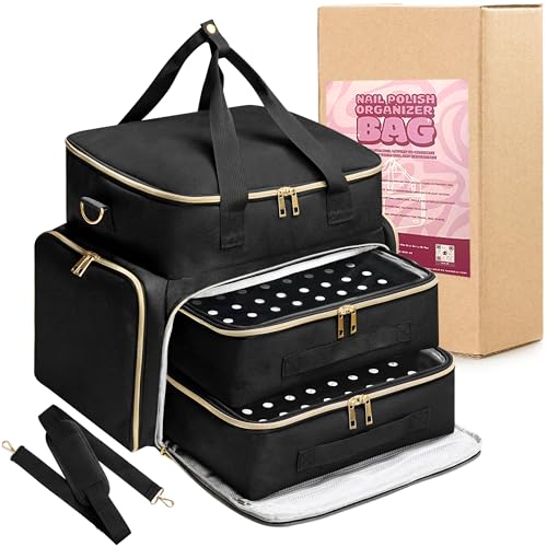 DERSTUEWE Nagellack-Organizer für 96 Flaschen und Nagellampe, wasserdichte Nagellack-Organizer-Tasche mit doppelten Schichten, strapazierfähiges Polyester-Nagellack-Aufbewahrungs-Organizer für Reisen DERSTUEWE Nagellack-Organizer für 96 Flaschen und Nagellampe, wasserdichte Nagellack-Organizer-Tasche mit doppelten Schichten, strapazierfähiges Polyester-Nagellack-Aufbewahrungs-Organizer für Reisen von DERSTUEWE