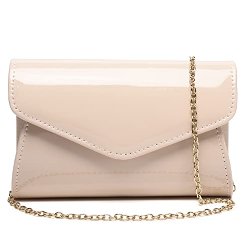 Clutch aus Lackleder für Damen, Abendtasche, stilvolle Umhängetasche, Geldbörse, für Weihnachten, Hochzeit, Party, Abschlussball, Nude 916 von DETARA