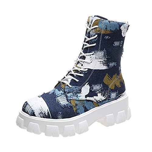 DFEK stiefeletten damen sommer stiefeletten damen mit absatz plateau stiefeletten damen schwarz leder gummistiefel kinder sommerstiefel damen lochmuster weiss 22.99 von DFEK