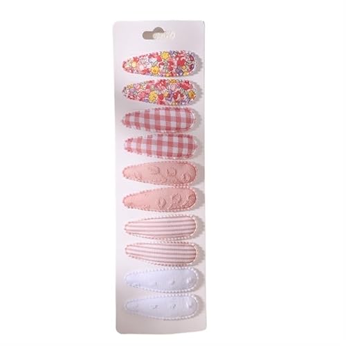 10 Teile/los Haar Clip Neugeborenen Druck Baumwolle Legierung Haar Bogen Snap Set Stoff Plaid Haarnadeln Mädchen Kinder Kopfbedeckungen Baby Haar zubehör (Color : 3637-6) von DFJOENVLDKHFE