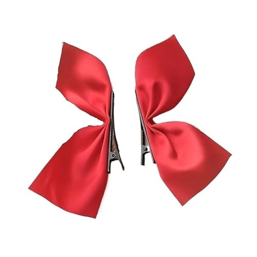 2PCS Korea Satin Bogen Haar Clips kinder Süße Kopfschmuck Mädchen Clips frauen Nette Haar Clips Haar Zubehör (Color : Red) von DFJOENVLDKHFE