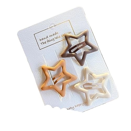 3/4 Teile/satz Damen Retro Matt Geometrische Dekoration Haar Clips Erwachsene Nette Legierung Haar Clips Frauen Haar Zubehör (Color : Star-3 Pcs) von DFJOENVLDKHFE