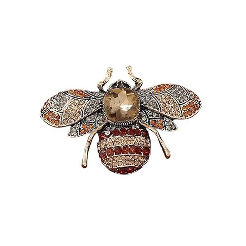 Crystal Bee Damen Brosche Vintage Käfer Pin Insekt Schmuck Legierung Jacke Zubehör (Color : Champagne) von DFJOENVLDKHFE