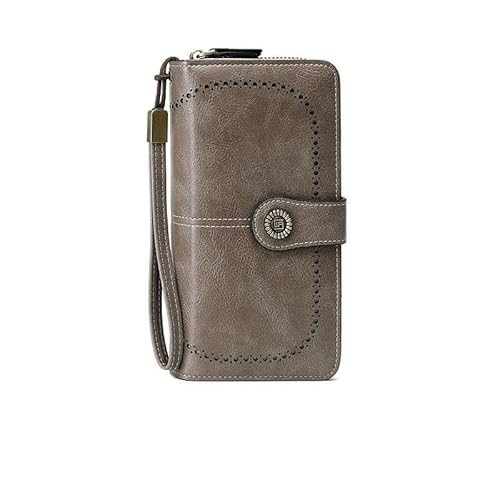 DFJOENVLDKHFE Damen-Handgelenk-Clutch, kleine Damen-Mehrfachtasche, Damen-PU-Leder-Geldbörse, Geldbörsen-Armbänder(Color:23 Card Slots-Gray) von DFJOENVLDKHFE