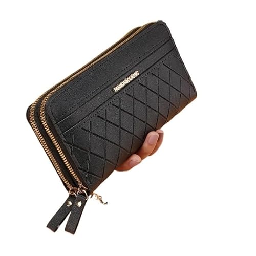 DFJOENVLDKHFE Damen-Handgelenk-Clutch, kleine Damen-Mehrfachtasche, Damen-PU-Leder-Geldbörse, Geldbörsen-Armbänder(Color:Black) von DFJOENVLDKHFE