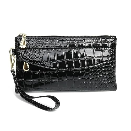 DFJOENVLDKHFE Damen-Handgelenk-Clutch, kleine Damen-Mehrfachtasche, Damen-PU-Leder-Geldbörse, Geldbörsen-Armbänder(Color:Black 3) von DFJOENVLDKHFE