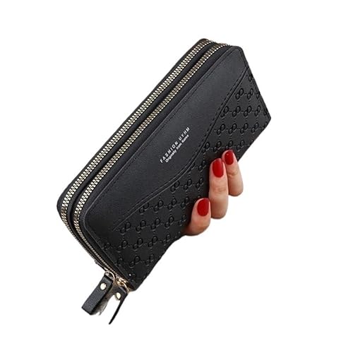 DFJOENVLDKHFE Damen-Handgelenk-Clutch, kleine Damen-Mehrfachtasche, Damen-PU-Leder-Geldbörse, Geldbörsen-Armbänder(Color:Black B) von DFJOENVLDKHFE