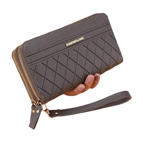 DFJOENVLDKHFE Damen-Handgelenk-Clutch, kleine Damen-Mehrfachtasche, Damen-PU-Leder-Geldbörse, Geldbörsen-Armbänder(Color:Gray) von DFJOENVLDKHFE