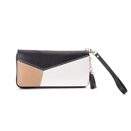 DFJOENVLDKHFE Damen-Handgelenk-Clutch, kleine Damen-Mehrfachtasche, Damen-PU-Leder-Geldbörse, Geldbörsen-Armbänder(Color:Patchwork Black) von DFJOENVLDKHFE