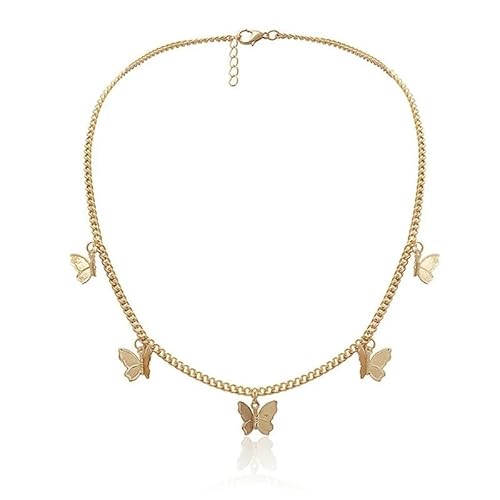 DFJOENVLDKHFE Kristall Anhänger Frauen Persönlichkeit Gold Farbe Hohl Kette Choker Halsketten for Damen Punk Kragen schmuck (Color : N403-1) von DFJOENVLDKHFE