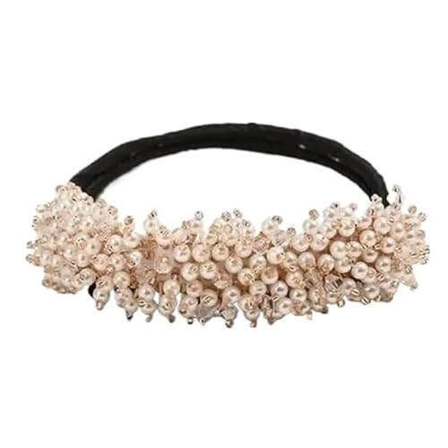 Perlenplatte-Haarspange, elegante Zopf-Haarspange, Kopfschmuck, Mädchen-Frauen-Haar-Accessoires (Color : Beige) von DFJOENVLDKHFE