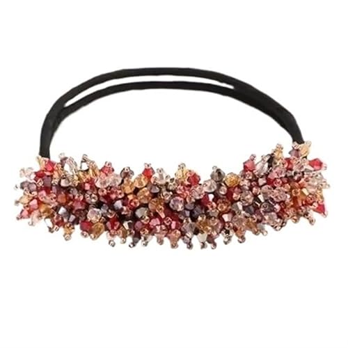 Perlenplatte-Haarspange, elegante Zopf-Haarspange, Kopfschmuck, Mädchen-Frauen-Haar-Accessoires (Color : Red multicolor) von DFJOENVLDKHFE