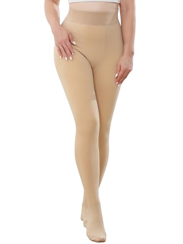 DGSHIRLDJO Thermostrumpfhosen für Damen Gefütterte Strumpfhose Hautfarben Dick Warme Thermo Leggings FüR Damen Warm Fleece Pantyhose XL (180G für 5~20°, Hautfarbe,XL) von DGSHIRLDJO