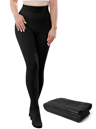 DGSHIRLDJO Thermostrumpfhosen für Damen Gefütterte Strumpfhose Hautfarben Dick Warme Thermo Leggings FüR Damen Warm Fleece Pantyhose XL (300G für 0~10°,Schwarz,XL) von DGSHIRLDJO