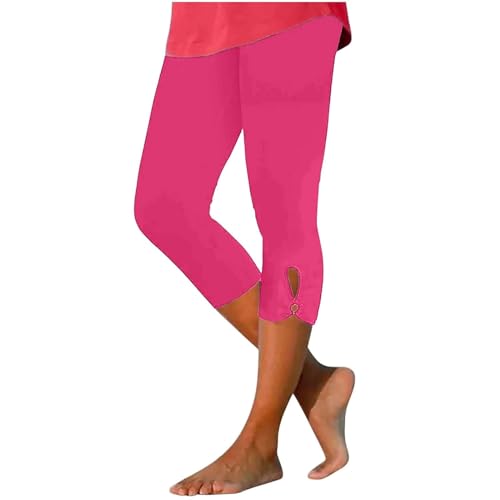 Capri Sporthose Dame Leicht Caprihose Angebote Des Tages Heute Blitzangebote Jogginghose Elastische Taille Yogahose Culotte-Hose Baumwolle Jogginghose Damen Kurz Hose Knielange Hosen（Hot Pink，XXL） von DHYUEN