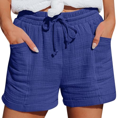 DHYUEN Shorts Damen Mode Haremshose Prime Angebote des Tages Heute Blitzangeboteangebote des Tages Heute Cargohosen Sommer Musselin Shorts Caprihose Kurze Hose Damen Sweatshorts Strandhose（3-Blue，S） von DHYUEN