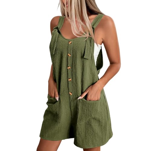 DHYUEN Sommer Jumpsuit Damen Mit Taschen Damen Jumpsuit Elegant Sport Body Damen Jumpsuit Damen Elegant Festlich Xs Casual Sexy Jumpsuit Damen Jumpsuit Damen Sommer Lange Jumpsuit（2-Army Green，S） von DHYUEN