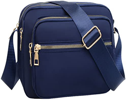 DIHKLCIO Nylon Crossbody Taschen für Frauen Geldbörsen und Handtaschen Damen Casual Messenger Bags Wasserdicht Schwarz Crossbody Geldbörse, Helles Dunkelblau von DIHKLCIO