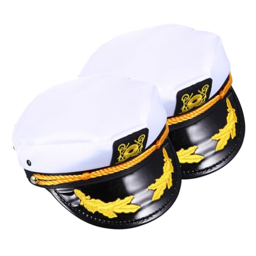 DIKACA 2st Party Performance Us Hut Cosplay Matrosenhut Kapitänshut Für Cosplay Kapitänsmütze Für Yachten Kapitänsmütze Als Dekoration Nautische Partyhüte Seekappe Admiral Halloween von DIKACA