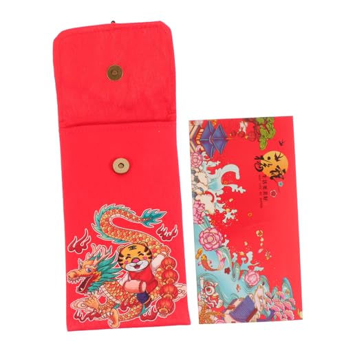 DIKACA Jahr des roten Umschlags des Tigers Chinese New Year chinesisch neujahr Wallet Rotes Paket für Kinder Stoff rotes Paket chinesischer Stil roter Umschlag Neujahrsvorräte Geldbeutel von DIKACA