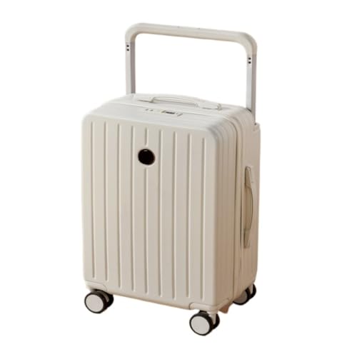 DINGYanL Trolley-Koffer Breites Trolley-Gepäck for Herren und Damen, 20-Zoll-Boarding-Koffer, Neue geräuschlose Universal-Radgepäck-Codebox Reisekoffer (Color : White, Size : 24in) von DINGYanL