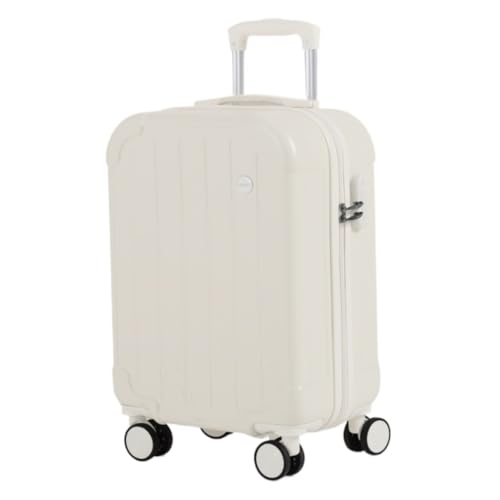 DINGYanL Trolley-Koffer Gepäck Universal Wheel Trolley Koffer Herren- und Damenkoffer 20-Zoll-Boarding-Koffer Ins-Koffer Reisekoffer (Color : White, Size : 20in) von DINGYanL