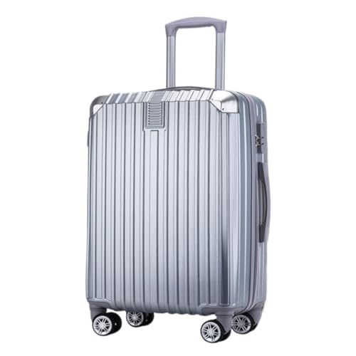 DINGYanL Trolley-Koffer Gepäckkoffer for Männer und Frauen, 20 Zoll, Neuer Reißverschluss, geräuschlos, Universal-Rollenwagen, Gepäckcode-Box Reisekoffer (Color : Silver, Size : 20in) von DINGYanL