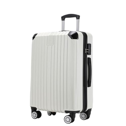 DINGYanL Trolley-Koffer Gepäckkoffer for Männer und Frauen, 20 Zoll, Neuer Reißverschluss, geräuschlos, Universal-Rollenwagen, Gepäckcode-Box Reisekoffer (Color : White, Size : 20in) von DINGYanL