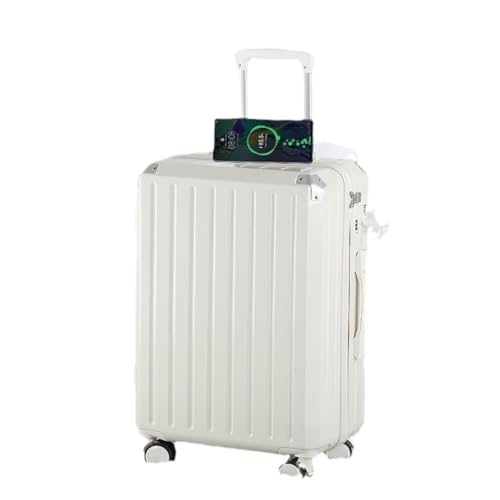 DINGYanL Trolley-Koffer Ladekoffer, Trolley-Koffer for Herren Und Damen, Robustes Und Verschleißfestes 20-Zoll-Passwortfeld Reisekoffer (Color : White, Size : 20in) von DINGYanL