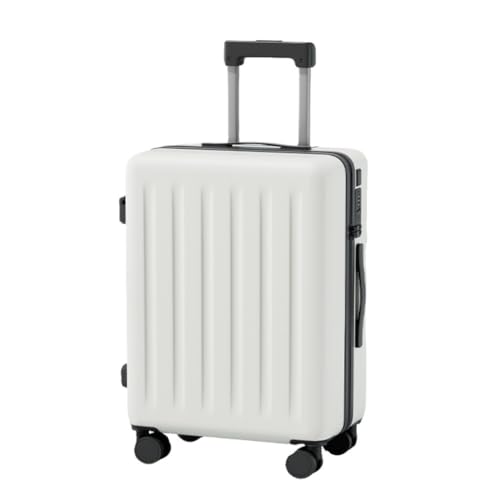 DINGYanL Trolley-Koffer Multifunktionaler Koffer, Damen-Trolley, Leise Und Langlebig, Passwort-Box, Herren-Koffer, 20 Zoll Reisekoffer (Color : White, Size : 20in) von DINGYanL