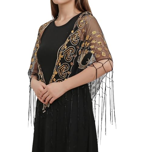 DINSOAVR Schals und Schals, glitzernde Party-Ponchos, verzierter Tüll, Netz-Schal, Perlen-Stil für trendige Damengarderobe DINSOAVR Schals und Schals, glitzernde Party-Ponchos, verzierter Tüll, Netz-Schal, Perlen-Stil für trendige Damengarderobe von DINSOAVR