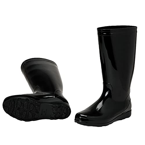 Gummistiefel Für Herren/Damen, 36-46 EU Regenstiefel Mit Mittlerer Wade, Wasserdichter Atmungsaktiver Rutschfester Sicherheitsstiefel Aus PVC-Gummi, Arbeitsschuhe Für Garten Freien- black|| 43 EU von DIOB