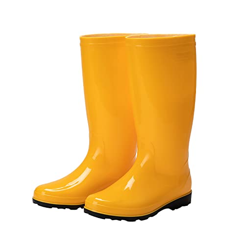 Gummistiefel Für Herren/Damen, 36-46 EU Regenstiefel Mit Mittlerer Wade, Wasserdichter Atmungsaktiver Rutschfester Sicherheitsstiefel Aus PVC-Gummi, Arbeitsschuhe Für Garten Freien- yellow|| 42 EU von DIOB