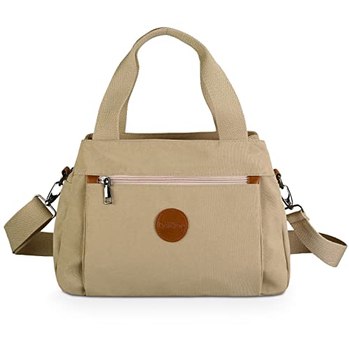 DIRRONA Einfach Damen Segeltuch Umhängetasche Frauentasche Handtasche Casual Reise Schultertasche Multi Tasche Umhängetaschen Damen Nylon Tasche Khaki A von DIRRONA