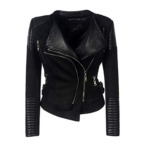 DISSA Damen Schwarz Wildlederjacke Kunstleder Bikerjacke mit Reißverschluss,P0233,3XL DISSA Damen Schwarz Wildlederjacke Kunstleder Bikerjacke mit Reißverschluss,P0233,3XL von DISSA