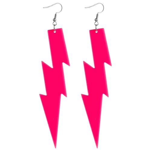 Neon Ohrringe Damen Acryl Beleuchtete Tropfenohrringe Bunte 80er Jahre Ohrhänger Halloween Vintage Ohrringe Schmuck 80er 90er Kostüm Party Zubehör Mädchen Earrings (Leuchtend Rosa) von DIVINA VITAE