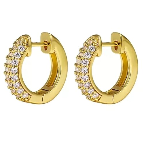 DJADEE Damen Ohrringe Gold 24k vergoldet Creolen Zirkonia Hypoallergen Wasserfest 18 mm Durchmesser Sunny Viber von DJADEE