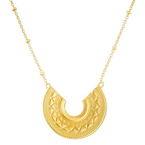 DJADEE Damen Kette mit Anhänger 750 Gold 18 Karat vergoldet, hypoallergen und wasserfest, Länge verstellbar, 18K gestempelt (Gold) von DJADEE